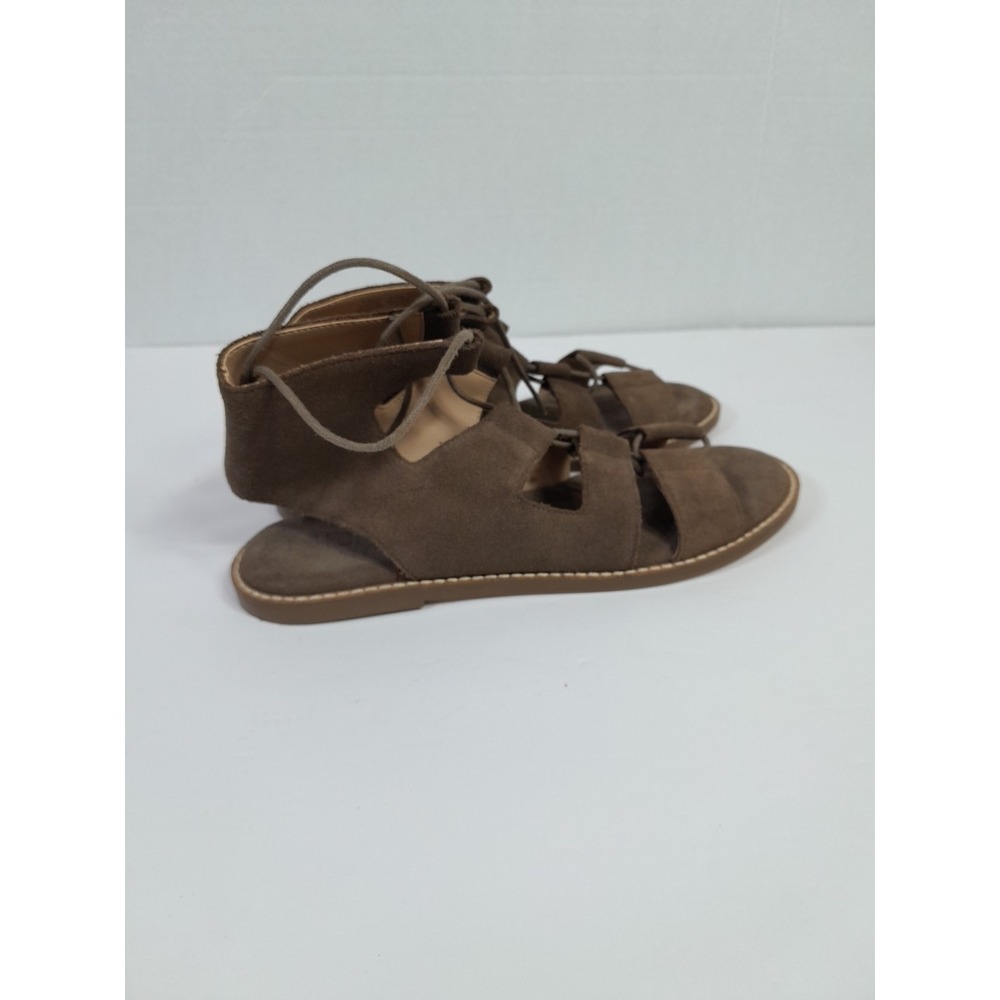 Sole Society Womens Cady Gladiator Sandals Taupe Suede Flat Heel Lace Up Sz 6.5 - Picture 6 of 12